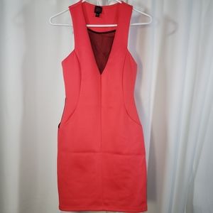Made in USA Coral Red Bebe Cocktail Dress